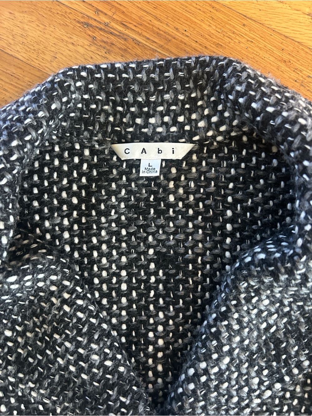 Cabi Tweed Blazer Jacket Style Black Gray 3/4 Sleeve Style 686 Size Large - Picture 5 of 11